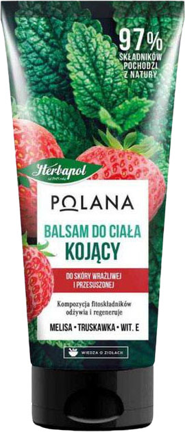 Kojący balsam do ciała Polana z melisą, truskawką i witaminą E do skóry suchej 200 ml (5900956900636) - obraz 1