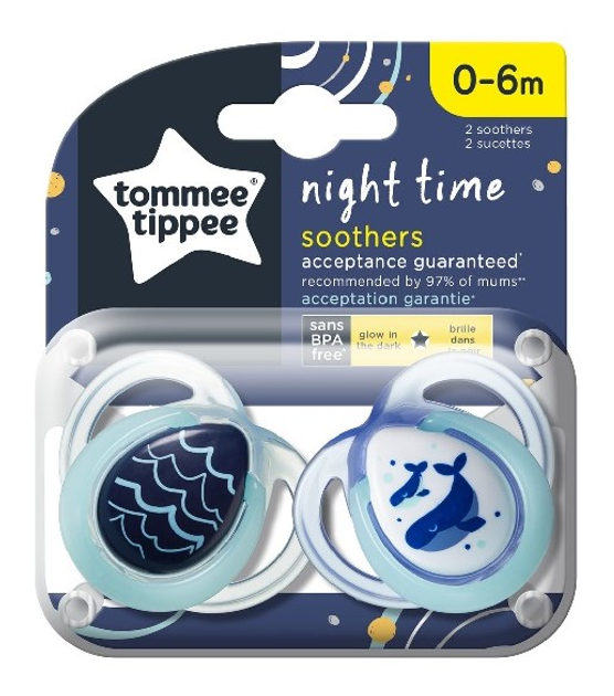 Пустушка Tommee Tippee Night Time заспокійлива 0-6 м 2 шт (5010415333612) - зображення 1