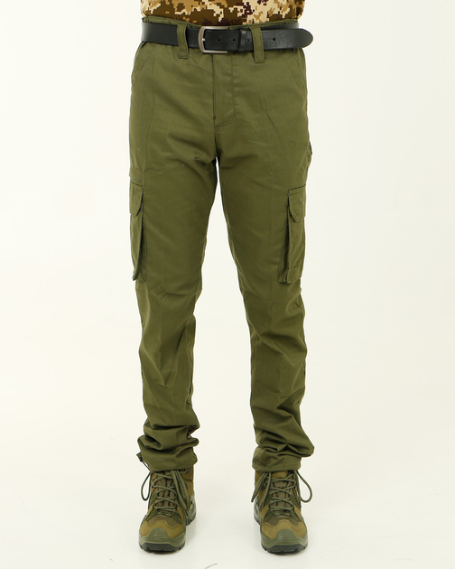 Мужские брюки-карго повседневные, штаны карго хаки ткань канвас 46 - изображение 1
