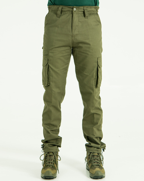 Брюки мужские Карго повседневные с карманами, ткань канвас цвет олива 56 - изображение 1
