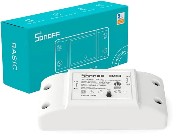Inteligentny 1-kanałowy Wi-Fi przełącznik Sonoff BASICR2 Basic, 2200 W (M0802010001) - obraz 2