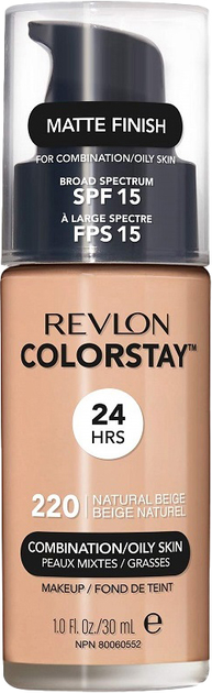 Podkład do twarzy Revlon ColorStay Makeup for Combination/Oily Skin SPF15 do cery mieszanej i tłustej 220 Natural Beige 30 ml (309974700054) - obraz 1
