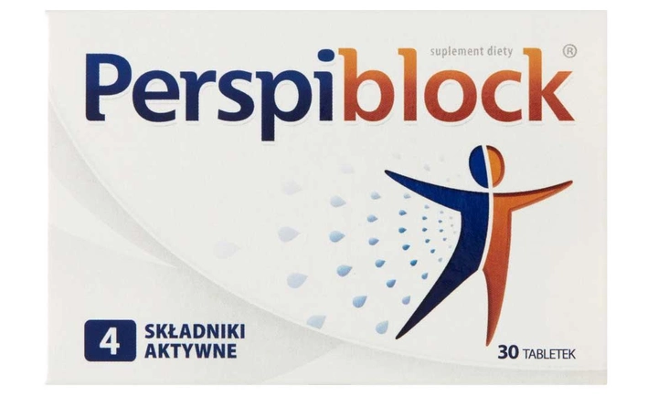 Suplement diety Perspiblock hamujący nadmierne pocenie 30 tabletek (5908254186905) - obraz 1