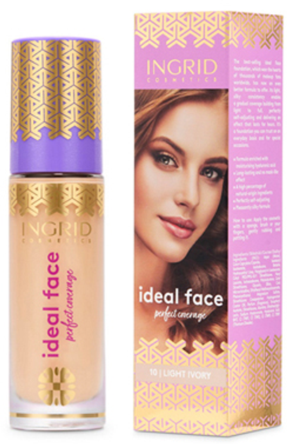 Тональна основа Ingrid Ideal Face Make Up Foundation маскувальна 010 Light Ivory 35 мл (5902026661591) - зображення 1