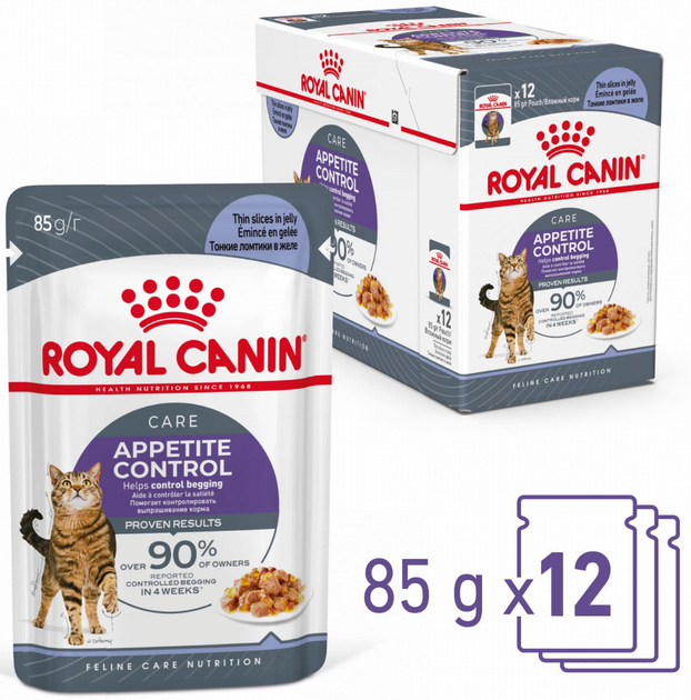 Вологий корм для дорослих котів Royal Canin Appetite Control Care шматочки в желе 12 х 85 г (9003579016916) - зображення 2