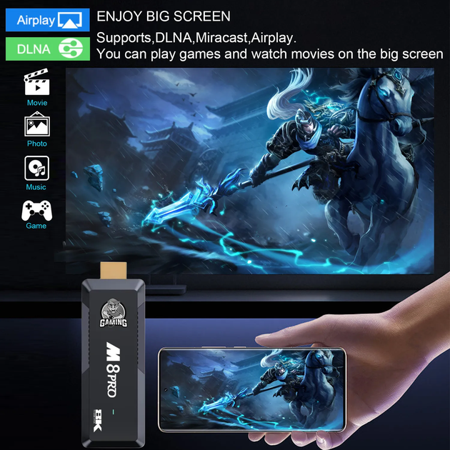 Игровая приставка Game Stick с Android Тв 64GB 10000 игр беспроводные джойстики M8PRO HD 4K - изображение 3