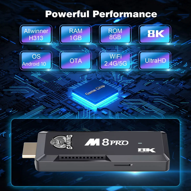 Игровая приставка Game Stick с Android Тв 64GB 10000 игр беспроводные джойстики M8PRO HD 4K - изображение 5