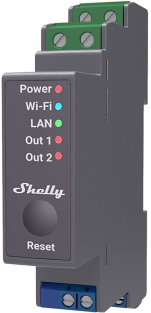 Inteligentny przełącznik Shelly "Pro 2" LAN Wi-Fi i BT dwukanałowy 25 A (3800235268025) - obraz 1