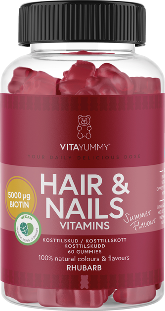 Witaminy VitaYummy Hair & Nails Rhubarb Summer Edition 60 szt. (5713918000905) - obraz 1
