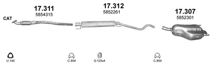 Труба Opel Astra H Polmostrow (17.311) (850290) - изображение 2