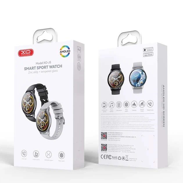 Смарт-часи XO J5 AMOLED Smart Watch Track, HeartRate, IP67 інтелектуальний спортивний годинник виклику Сірий - зображення 2