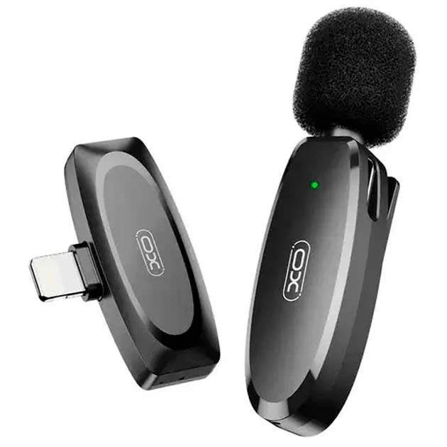 Мікрофон XO MKF08B Lightning Петличний бездротовий для смартфона 10 м для інтерв'ю/зйомки Чорний - зображення 3