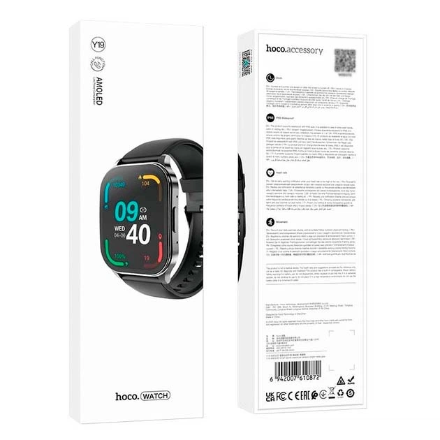 Смарт-часи Hoco Y19 AMOLED Розумний (call version) BT 5.1 Track HeartRate IP68 BT 5.1, 300мАг Сірий Метал - Фото 2 Смарт-часи Hoco Y19 AMOLED Розумний (call version) BT 5.1 Track HeartRate IP68 BT 5.1, 300мАг Сірий Метал - зображення 2