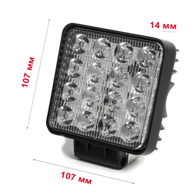 Универсальная противотуманная фара ПТФ 16 LED, 48 Вт, 9-36 В, 107 * 107 мм - изображение 2