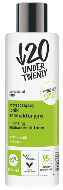 Toner do twarzy Under Twenty oczyszczający antybakteryjny 200 ml (5900717511217) - obraz 1