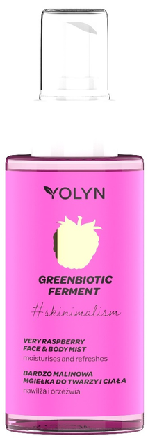 Mgiełka do twarzy i ciała Yolyn Greenbiotic Ferment Very Raspberry nawilżająca 150 ml (5901785007930) - obraz 1