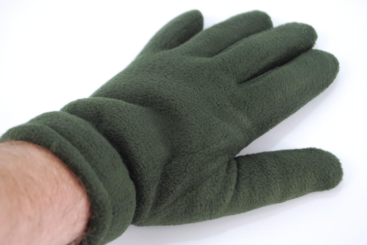 Перчатки мужские тёплые спортивные тактические флисовые на меху зелёные 9093_12,5_Olive - изображение 2