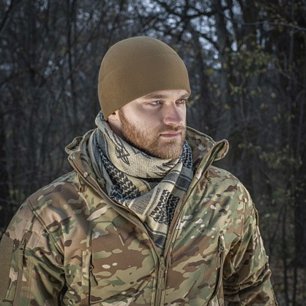 Тактическая арафатка всу шарф шемаг хлопковый с тризубом M-Tac, мужской платок на шею куфия, Coyote/black, 40905004 - изображение 2