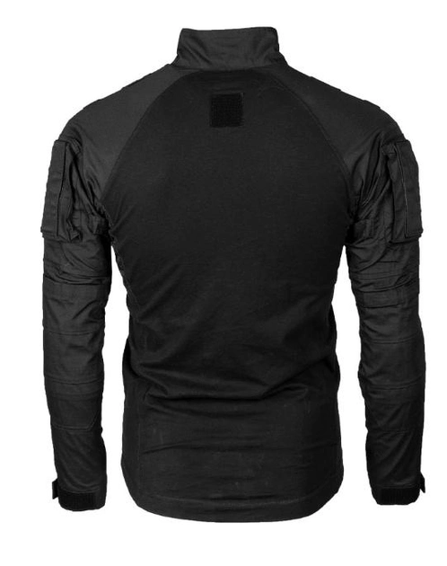 Рубашка мужская Mil-Tec M-T из 100% хлопка с сетчатыми вставками из полиэстера высокий воротник-стойка регулируемые манжеты рукава на липучках петли на плечах для шевронов L Черная - изображение 1