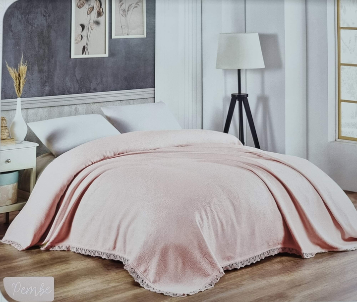 Жаккардовое покрывало-пике из хлопка Gold Soft Life 240х260 см Розовый ...