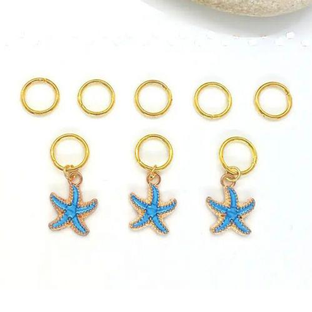 Пирсинг для волос "Морские звезды", 8 колечек (TS01091996208289) от ...