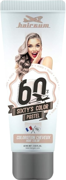 Farba kremowa bez utleniacza do włosów Hairgum Sixty's Color Hair Color Peach 60 ml (3426354087936) - obraz 1