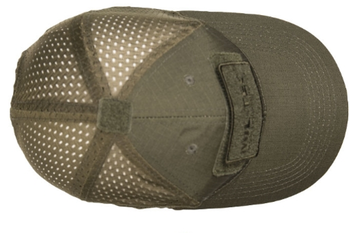 Бейсболка кепка з сіткою Олива Mil-Tec M-T з двома липучками для кріплення наклейок ripstop універсальний регульований розмір липучкою повсякденна (12317601) M-T - зображення 1