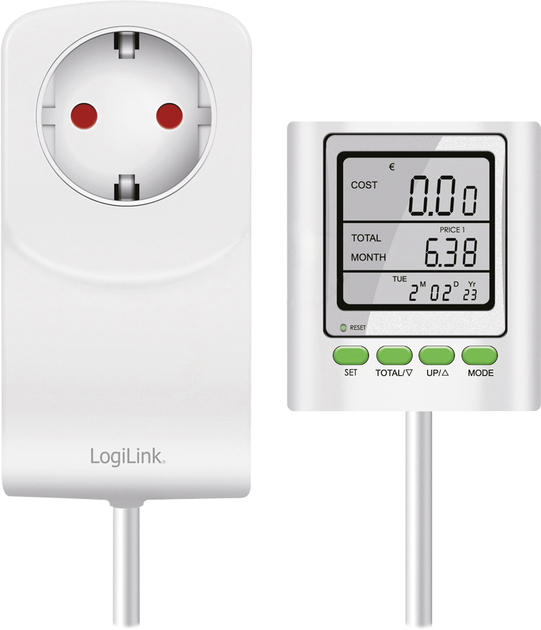Розумна розетка LogiLink EM0006 лічильник витрат енергії розрахунок викидів CO2 (4052792070088) - зображення 1