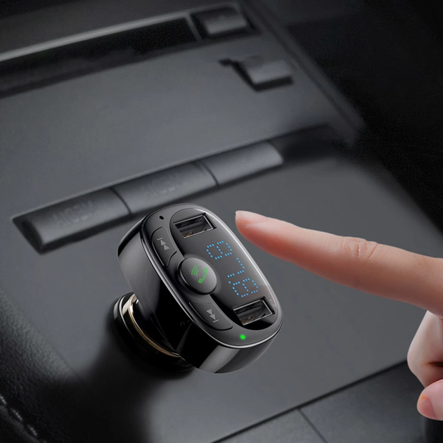 АЗП з FM-модулятором Baseus T Shaped S-09A Car Bluetooth MP3 Player (Standard Edition) Black (CCMT000001) - Фото 8 АЗП з FM-модулятором Baseus T Shaped S-09A Car Bluetooth MP3 Player (Standard Edition) Black (CCMT000001) - зображення 8