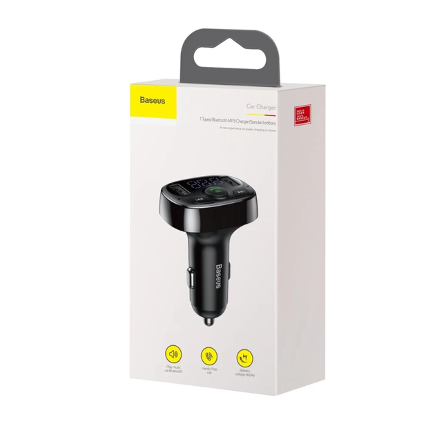АЗП з FM-модулятором Baseus T Shaped S-09A Car Bluetooth MP3 Player (Standard Edition) Black (CCMT000001) - Фото 12 АЗП з FM-модулятором Baseus T Shaped S-09A Car Bluetooth MP3 Player (Standard Edition) Black (CCMT000001) - зображення 12