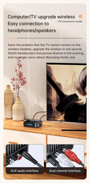 NFC Bluetooth адаптер 5.3 аудіо приймач стерео ресивер для смартфона Bluetooth передавача 67х50х20 мм (476158-Prob) Чорний - зображення 9