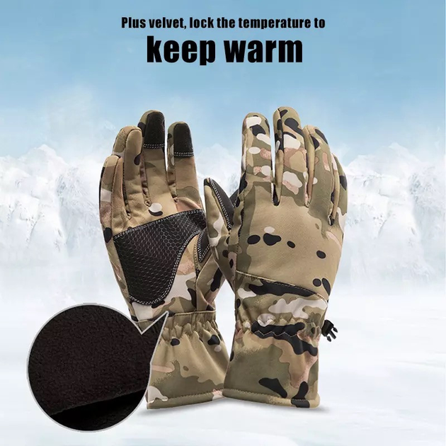 Зимові тактичні рукавички водонепроникні для сенсорного екрана Хакі - зображення 2