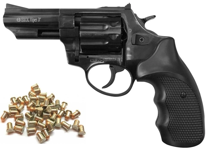 Револьвер Флобера Voltran Ekol Viper 3" (черный / пластик) + 50 Sellier & Bellot - изображение 1