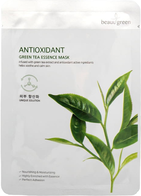 Маска для обличчя BeauuGreen Antioxidant Green Tea Essence Mask 23 г (8809389030675) - зображення 1