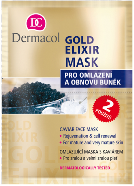 Maseczka do twarzy Dermacol Gold Elixir Caviar Face Mask z ekstraktem kawioru 2 x 8 g (8595003931519) - obraz 1