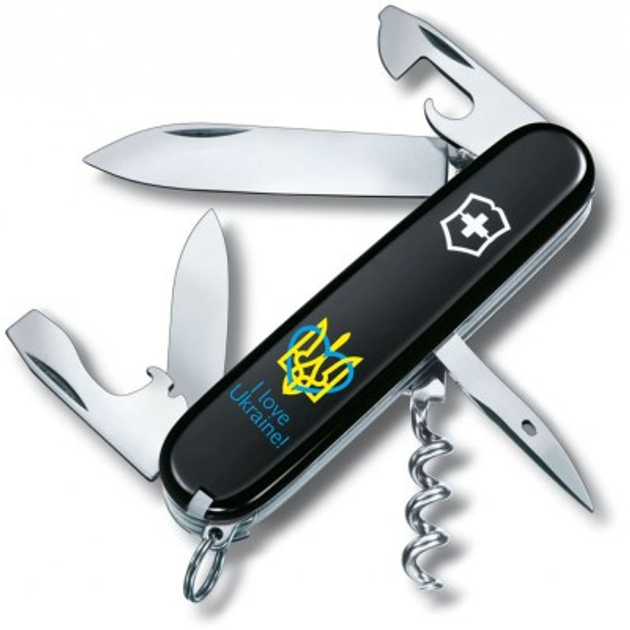 Ніж Victorinox Spartan Ukraine 91 мм Чорний Тризуб із серцем + I love Ukraine (1.3603.3_T1310u) - изображение 1