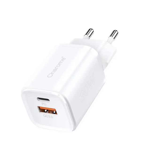 Сетевой блок питания для телефона с быстрой зарядкой CHAROME C11s White ...