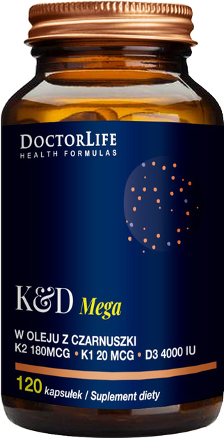 Харчова добавка Doctor Life K & D Mega в олії чорного кмину 120 капсул (5906874819166) - зображення 1