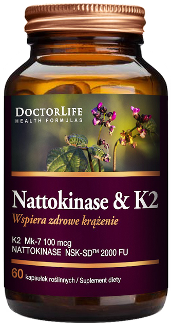 Харчова добавка Doctor Life Nattokinase & K2 Mk-7 100 mcg 60 капсул (5906874819388) - зображення 1
