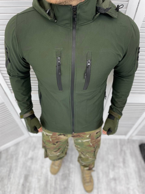 Куртка L тактична ML-517 Оливкова, демісезонна флісова для військових софтшелл з капюшоном - зображення 2