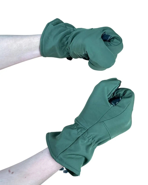 Перчатки SoftShell тактические зимние зелёные размер XL - изображение 2
