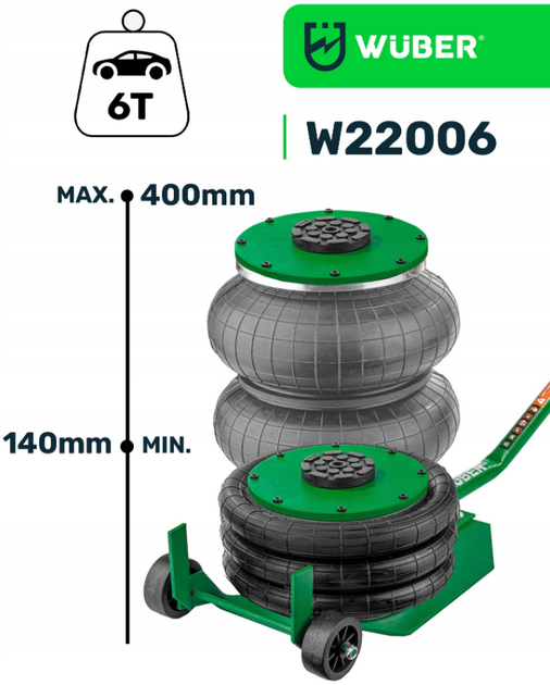 Домкрат пневматический подушка Wuber W22005 3,5 т зеленый - изображение 4