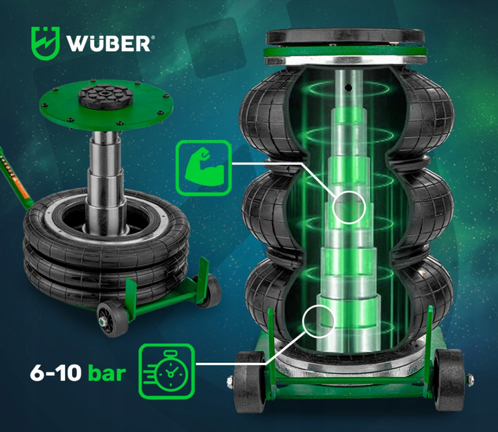 Домкрат пневматический подушка Wuber W22005 3,5 т зеленый - изображение 6