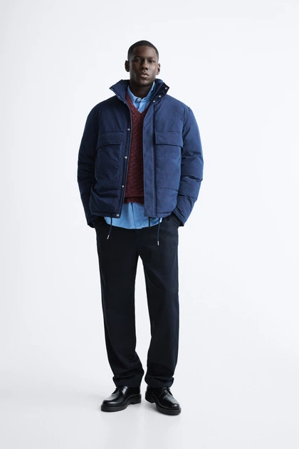 Куртка стьобана утеплена Zara L синій 8281/440/401 – Брендовая