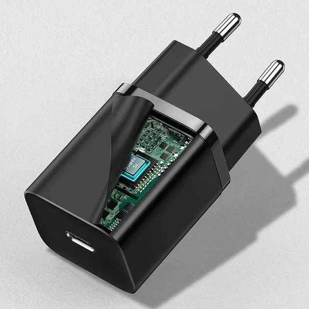 Мережевий зарядний пристрій Baseus Super Si Quick Charger 1C 30W (Чорний) (36270) - Фото 3 Мережевий зарядний пристрій Baseus Super Si Quick Charger 1C 30W (Чорний) (36270) - зображення 3