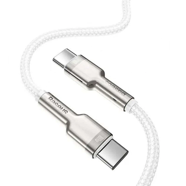 Дата кабель Baseus Cafule Series Metal Type-C to Type-C 100W (2m) (Білий) (36222) - зображення 2
