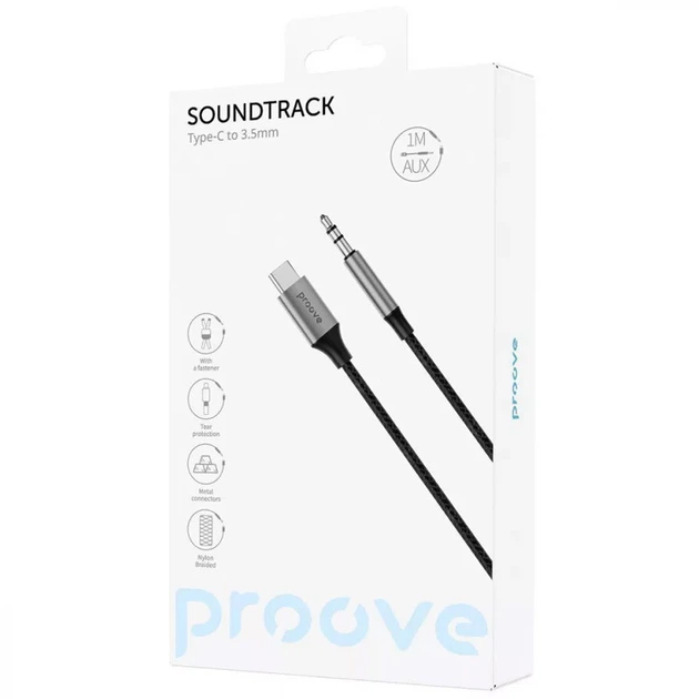 Аудіо кабель Aux Proove SoundTrack Type-C to 3.5mm (1m) (Black) (183435) - зображення 3