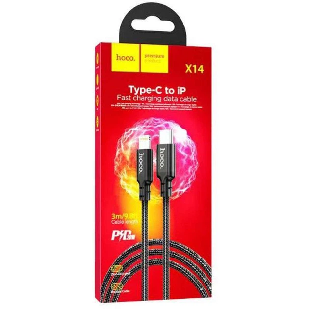 Дата кабель HOCO X14 Double Speed Type-C to Lightning Cable (1m) (Black) (156635) - Фото 5 Дата кабель HOCO X14 Double Speed Type-C to Lightning Cable (1m) (Black) (156635) - изображение 5