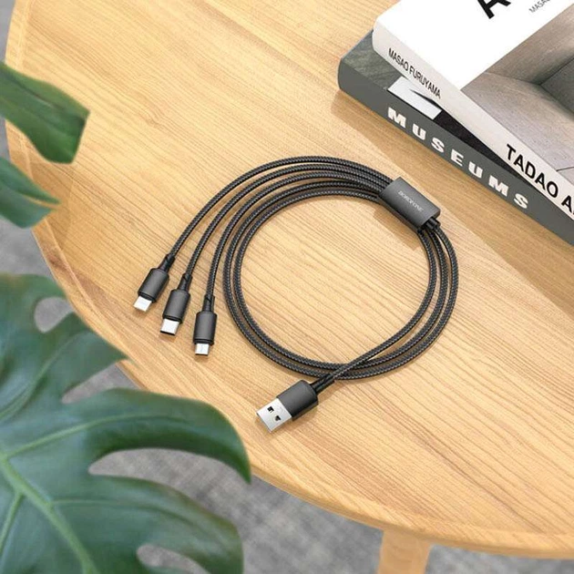Дата кабель Borofone BX72 USB to 3in1 (1m) (Чорний) (138533) - Фото 7 Дата кабель Borofone BX72 USB to 3in1 (1m) (Чорний) (138533) - зображення 7