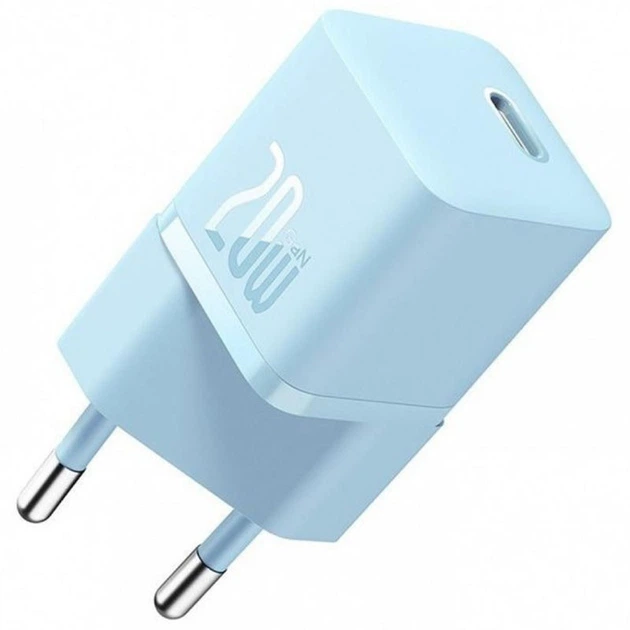Мережевий зарядний пристрій Baseus GaN5 Fast Charger (mini) 1C 20W (CCGN05010) (Blue) (176654) - Фото 4 Мережевий зарядний пристрій Baseus GaN5 Fast Charger (mini) 1C 20W (CCGN05010) (Blue) (176654) - зображення 4